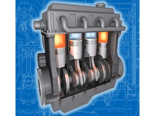 Ilustração de um Motor a Combustão 